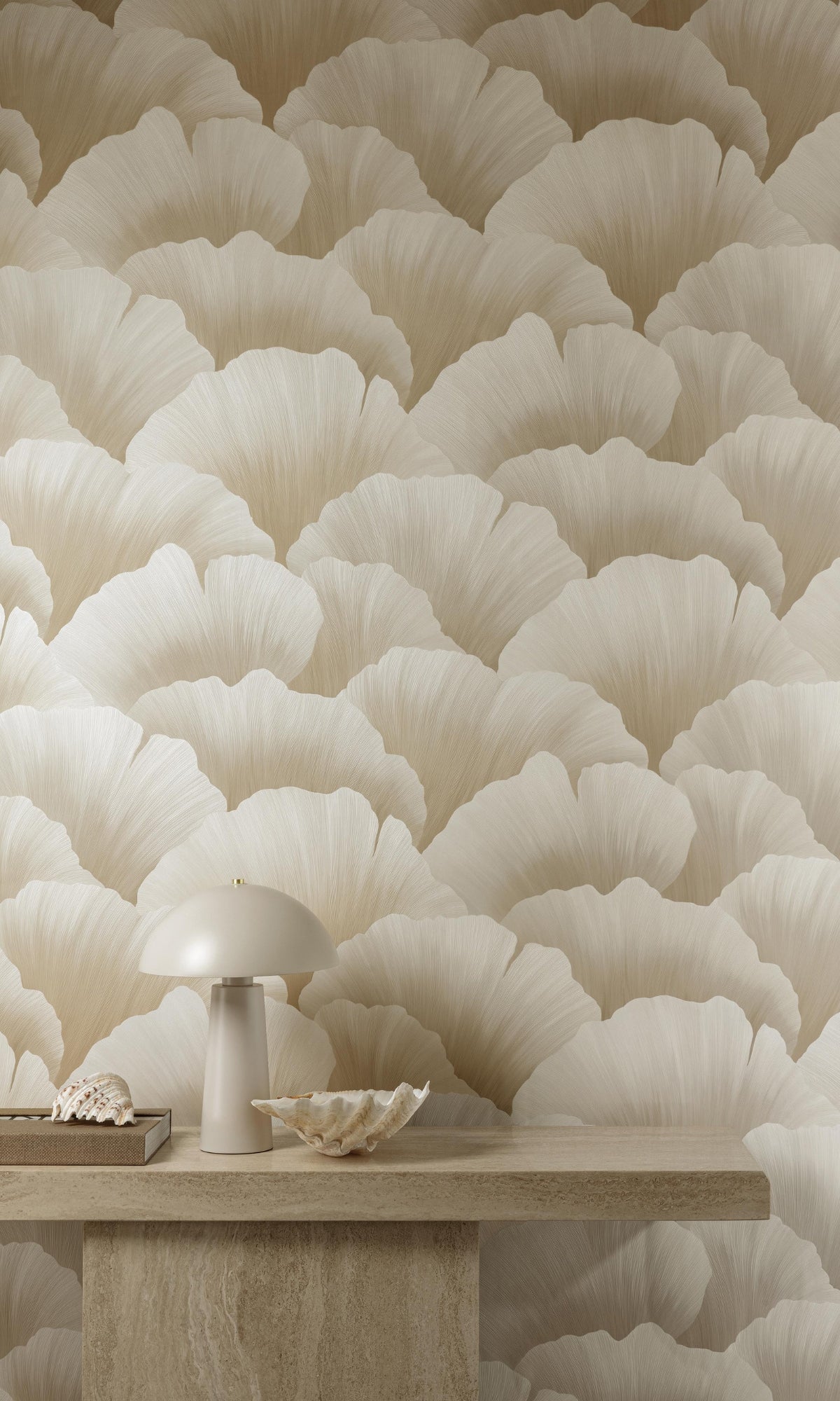 Taupe Coral Like Petals Bold Floral Wallpaper R9253