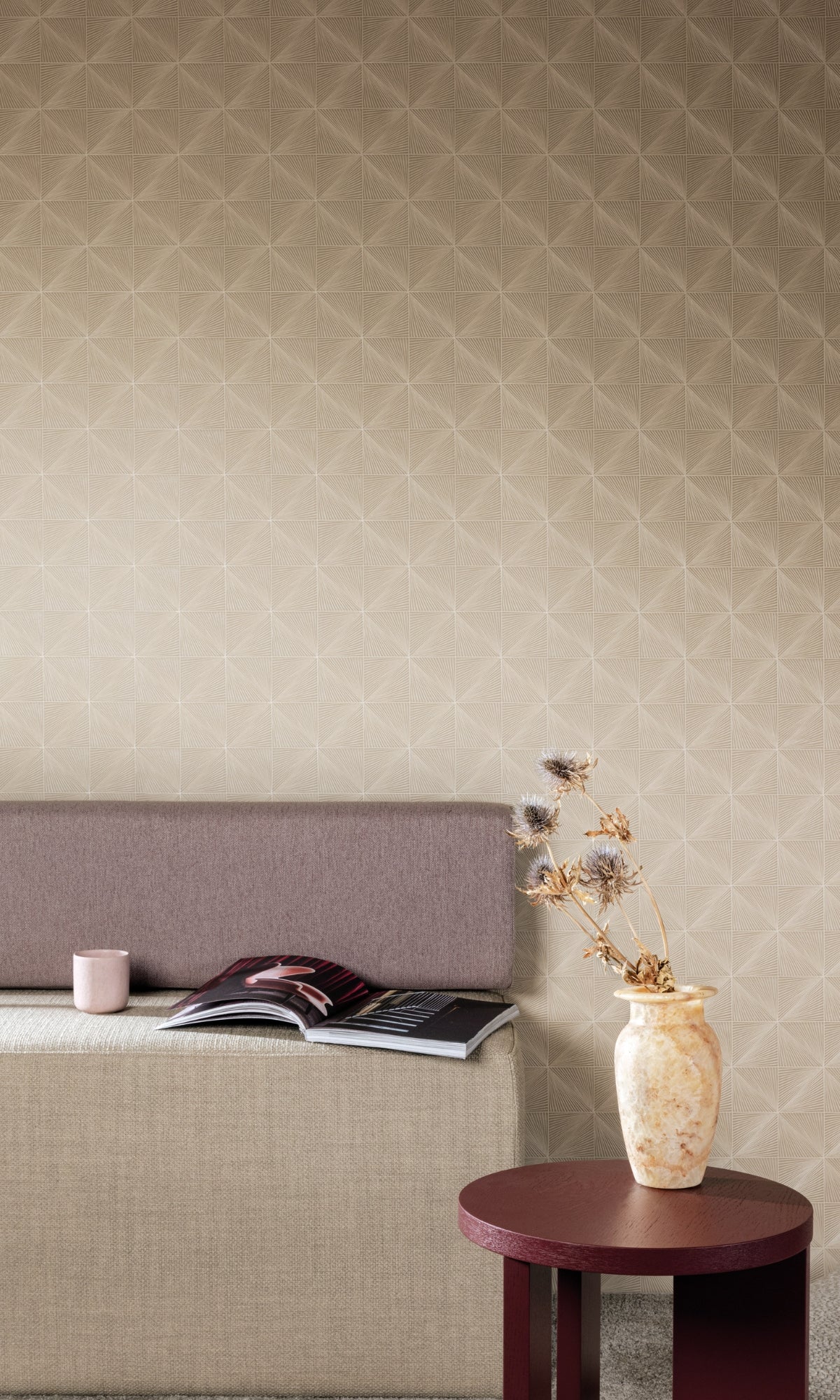 Taupe Diamond Like Geometric Wallpaper R8737