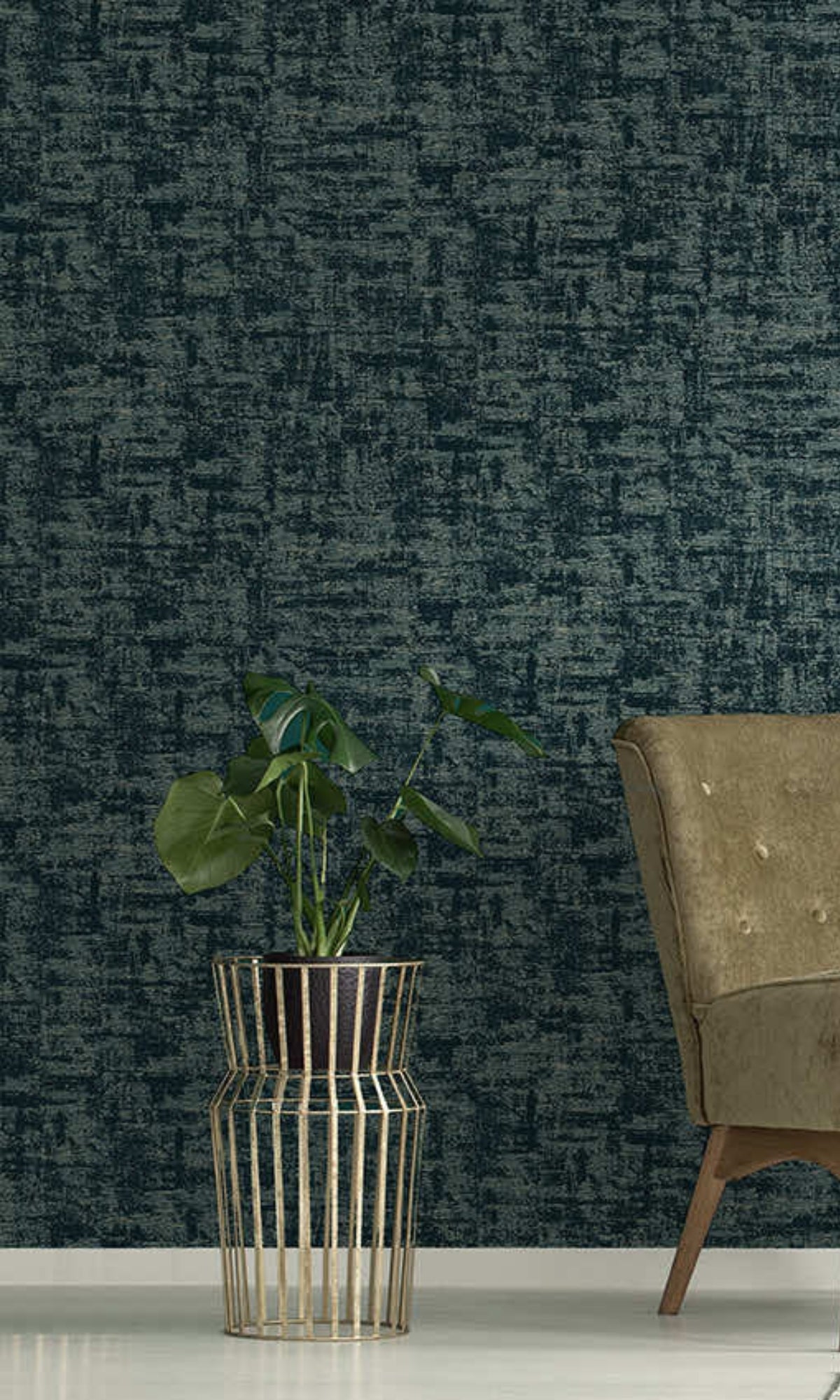 Teal Beaded Metallic Plain Textured Wallpaper R8435
