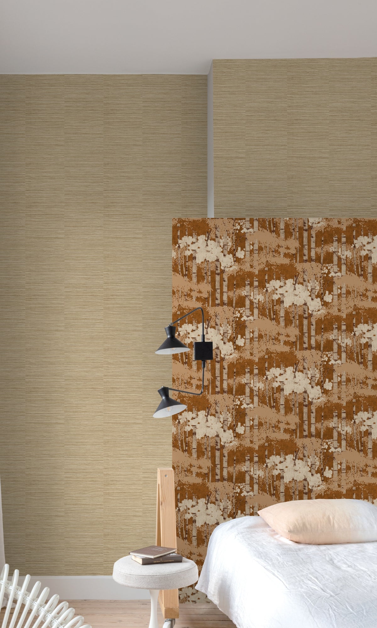 Terracotta Forest Look Metallic Tropical Wallpaper R8881