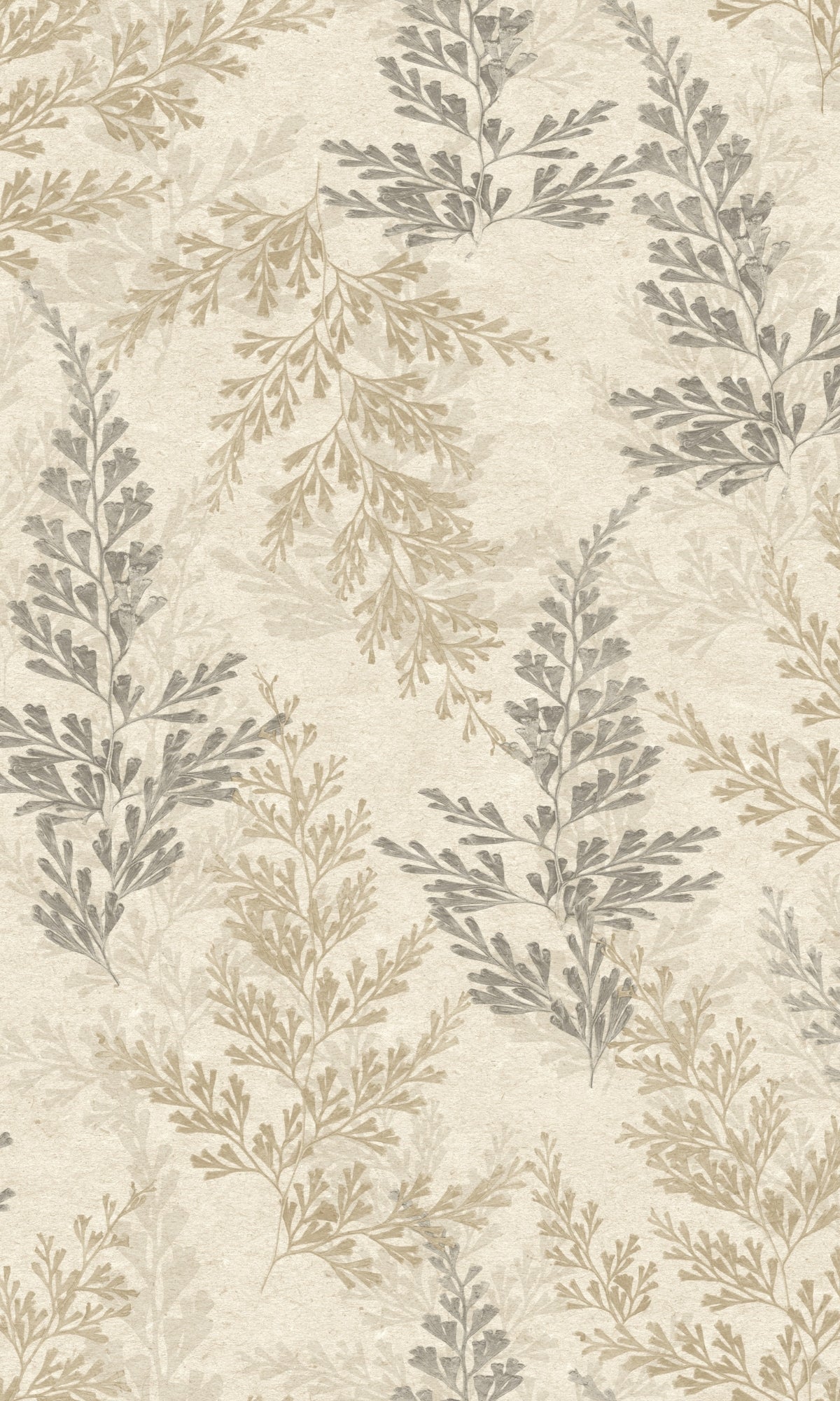 Warm Beige Wild Herbs Leave Tropical Wallpaper R9146