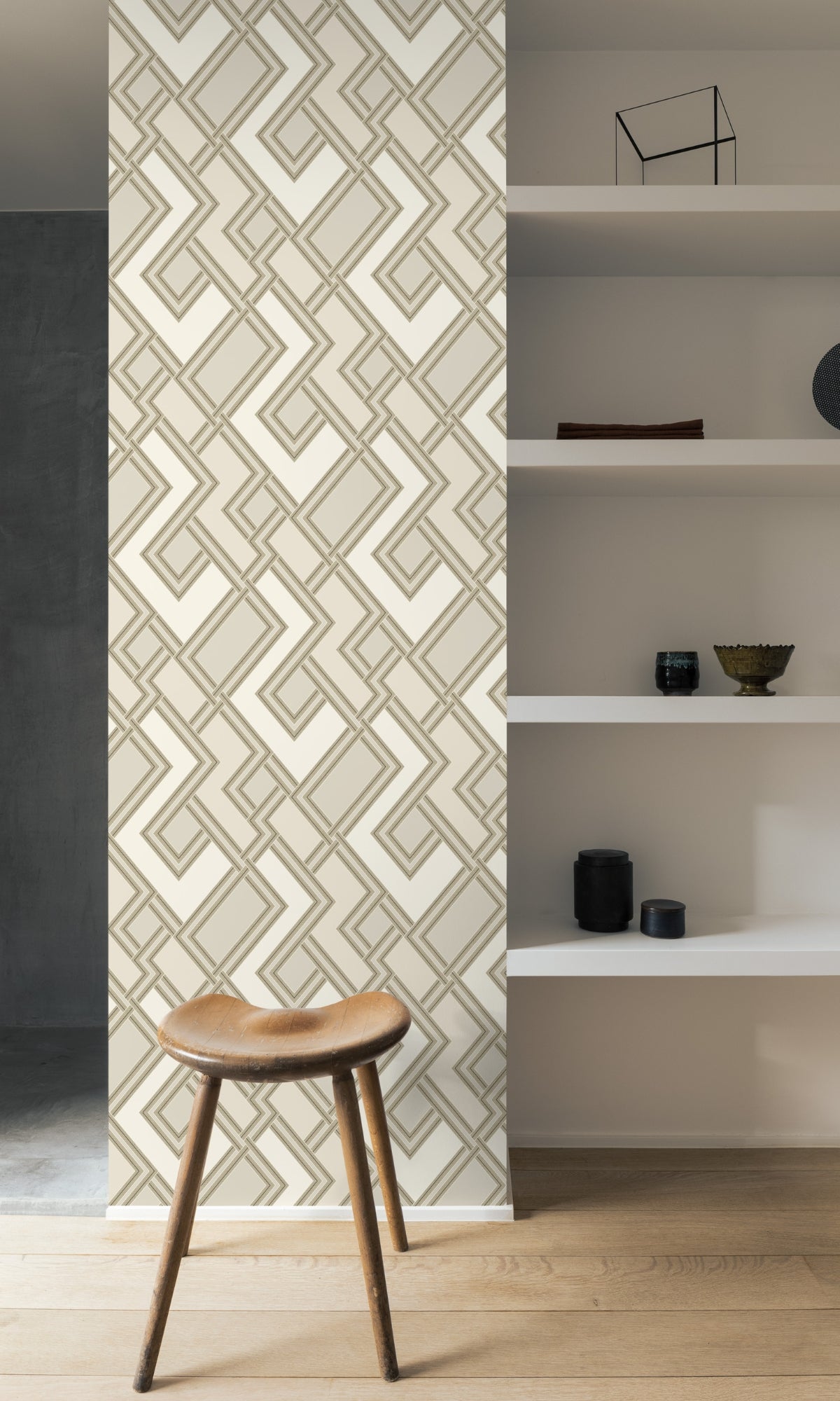 White Abstract Graphic Geometric Wallpaper R8356