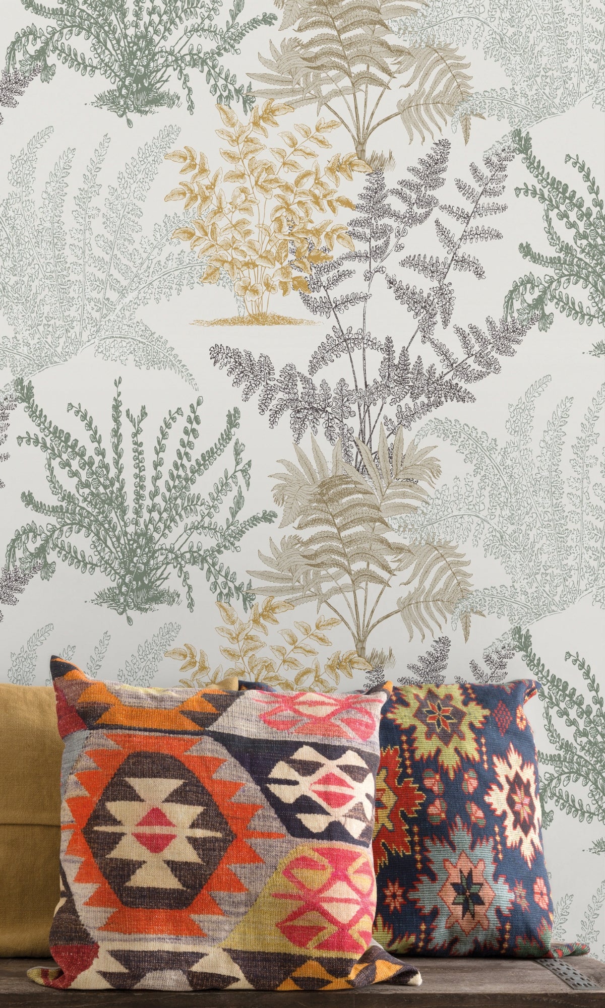 White Fern Botanical Leaves Wallpaper R8386