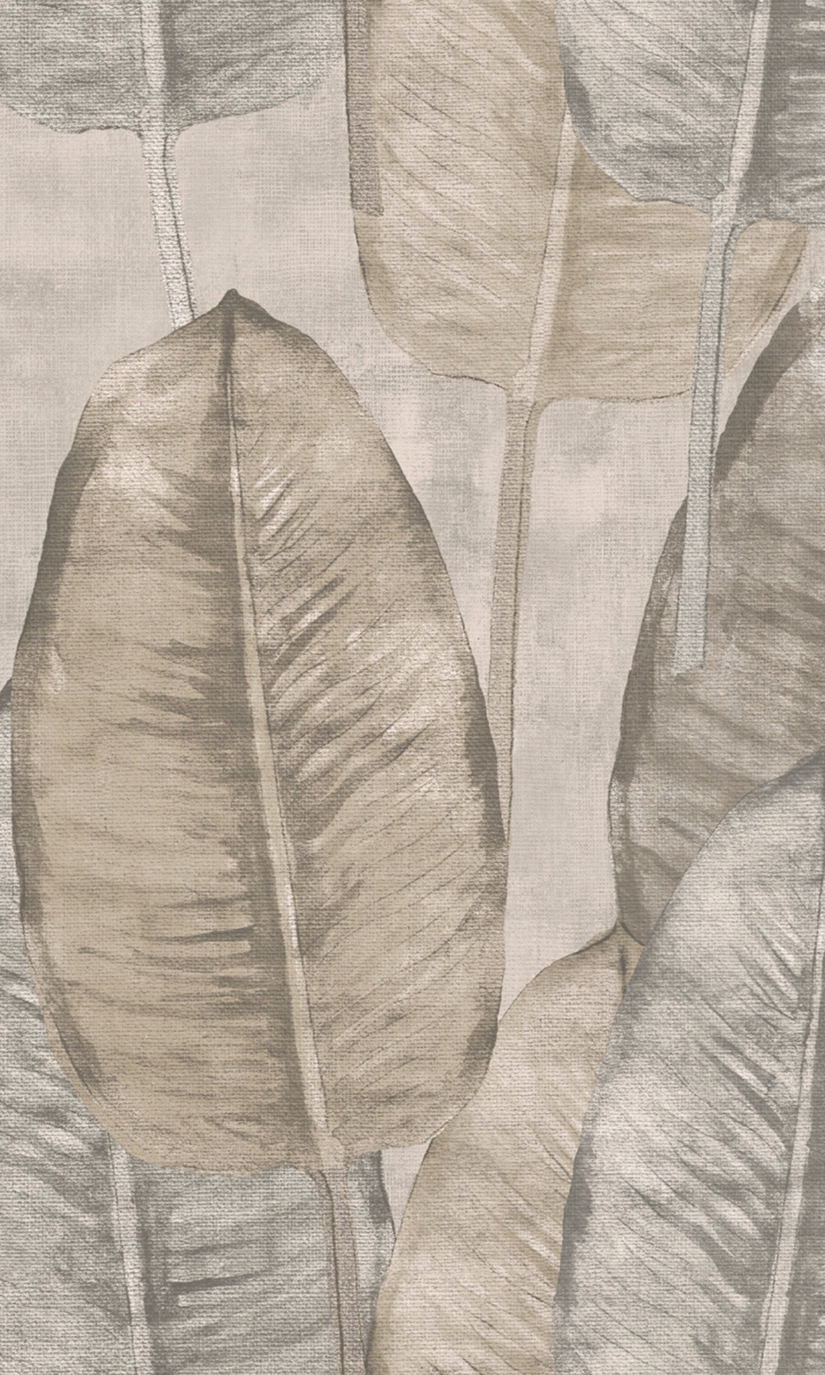 White & Cream Rubber Leaves Botanical Wallpaper R8249