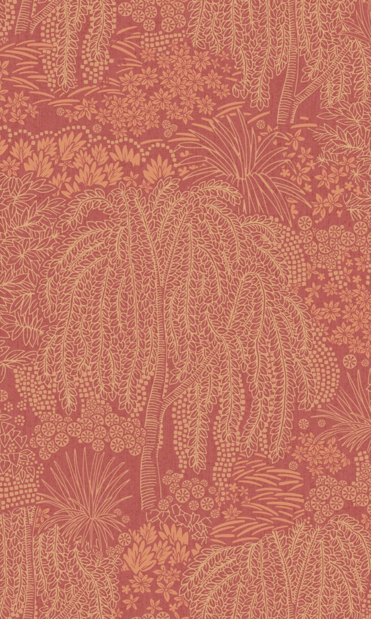 Wine Metallic Garden Tropical Wallpaper R9048
