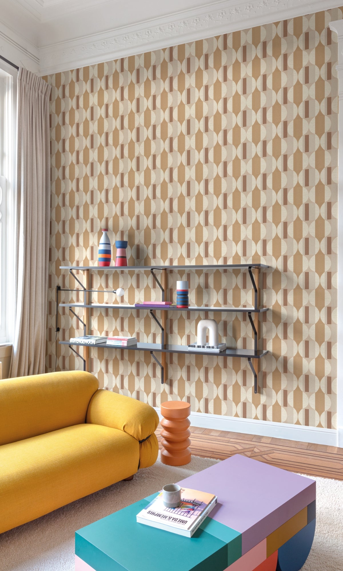 Yellow Semi Circle Geometric Wallpaper R8725