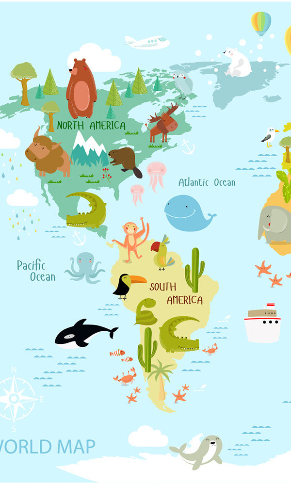 Blue World of Animals Mural M9909-Sample