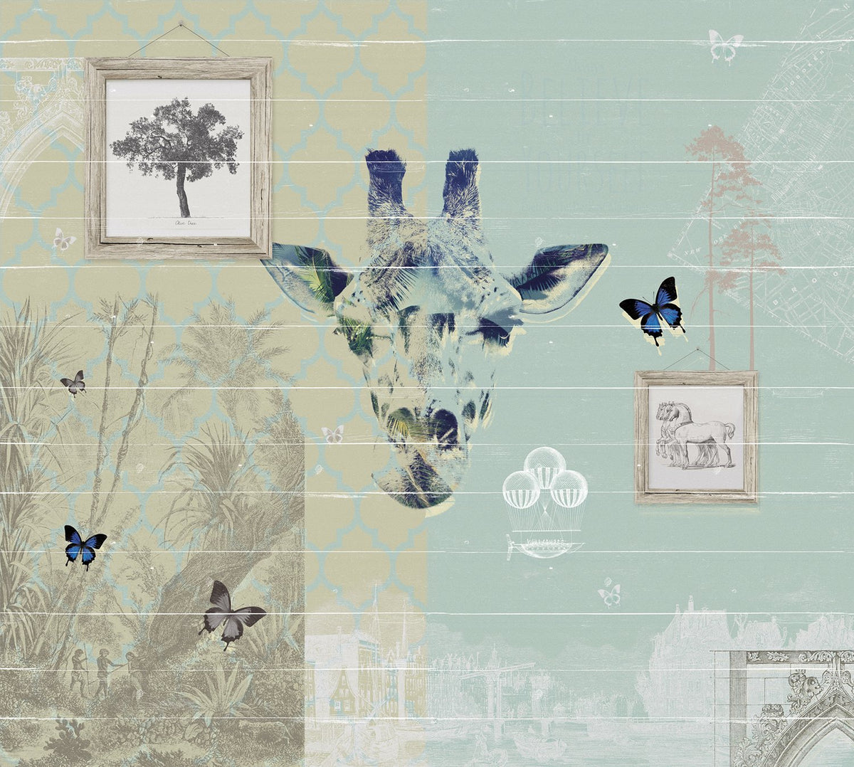 Giraffe Collage Mural Wallpaper M9221