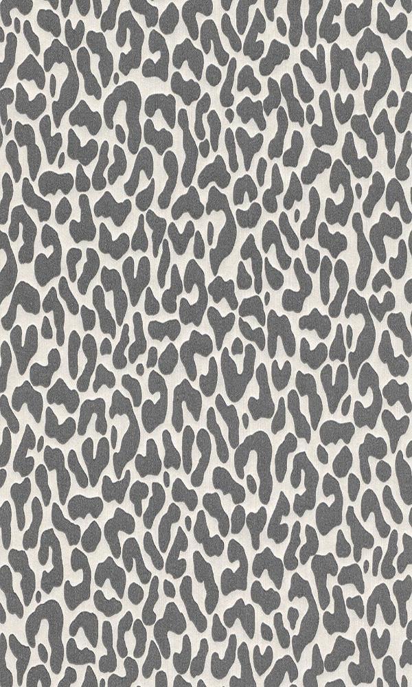 White & Grey Faux Leopard Print Wallpaper R4163