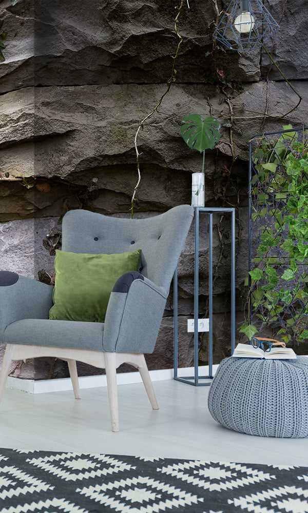 overgrowth living wall stone wallpaper mural
