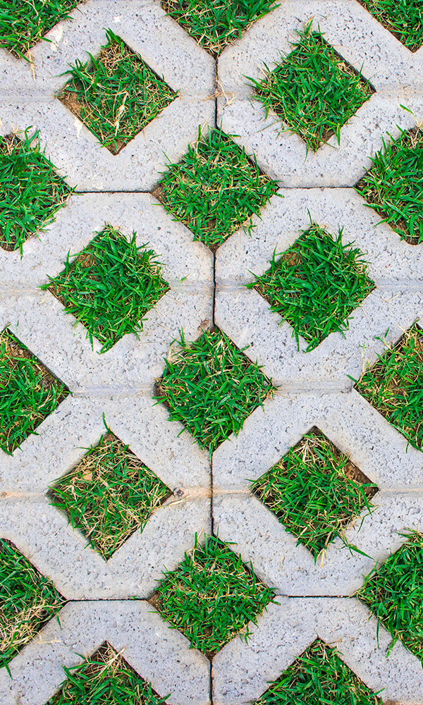 overgrowth grassy diamonds living wall wallpaper mural