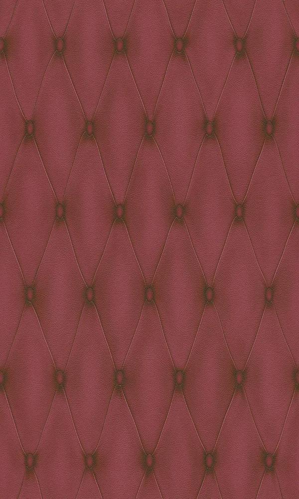 Contemporary Faux Leather Marsala Red Tufted Wallpaper R3681