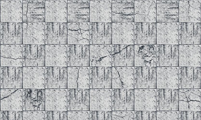 Grey Tin Tiles Mural Wallpaper M9241