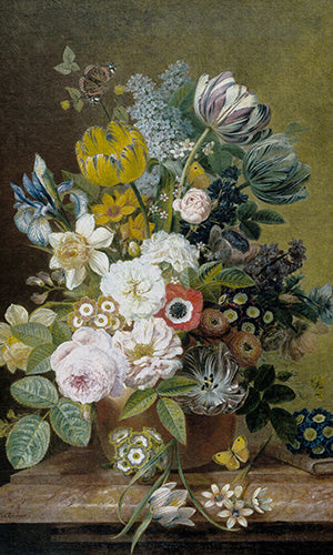 traditional floral painting wallpaper