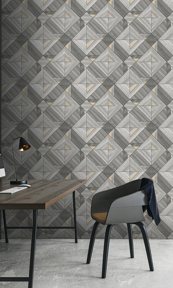 wooden diamond panels wallpaper