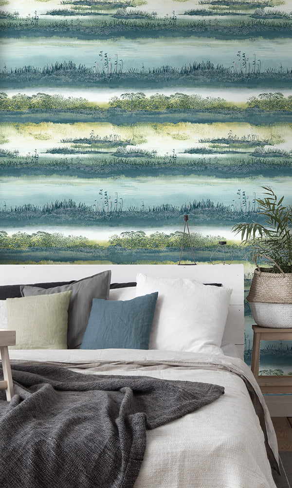 Teal Watercolor Wetlands Wallpaper R6105 .abstract watercolor wallpaper