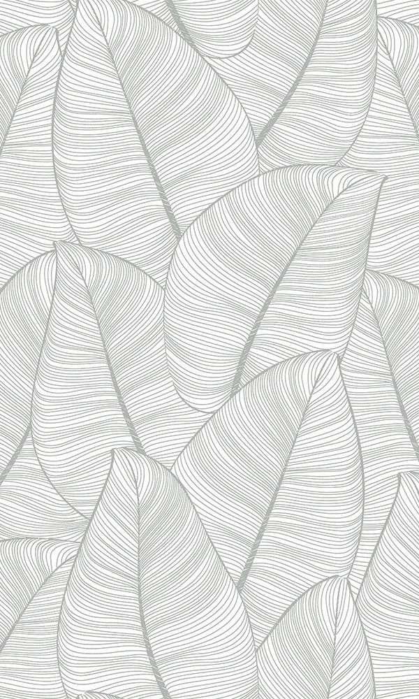 Silver Fine Line Leaves Wallpaper R6298 Walls Republic US