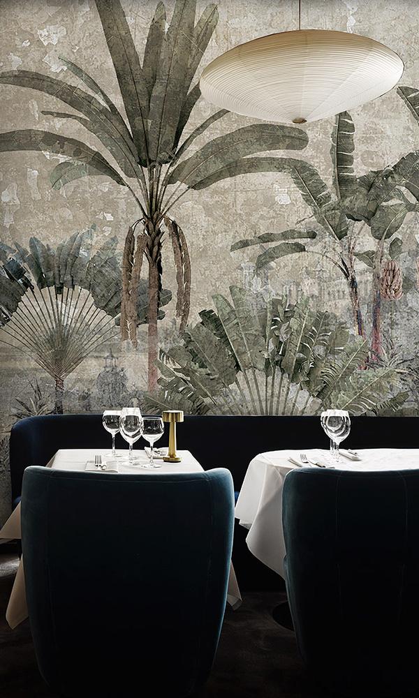 vintage tropical landscape wallpaper