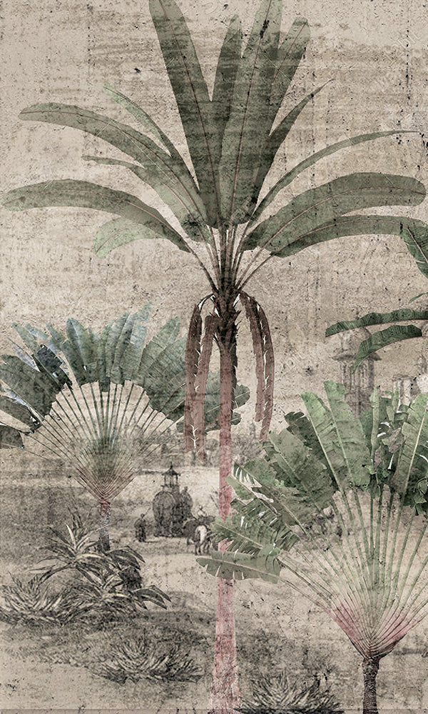 vintage tropical landscape wallpaper