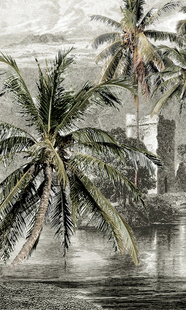 vintage tropical landscape wallpaper