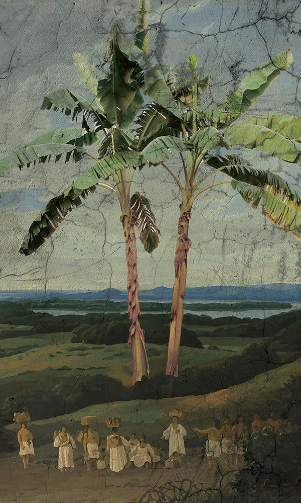 vintage tropical landscape wallpaper