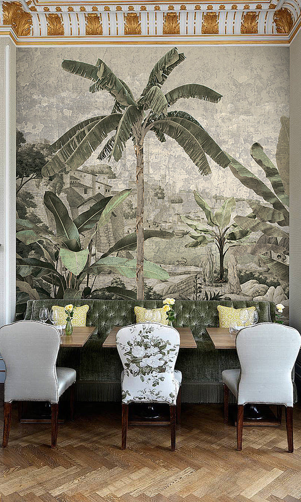 vintage tropical landscape wallpaper