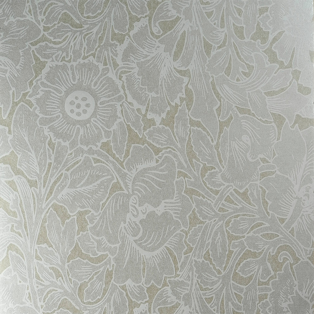 Contemporary Metallic Floral Sunflower Beige and White Wallpaper R3894