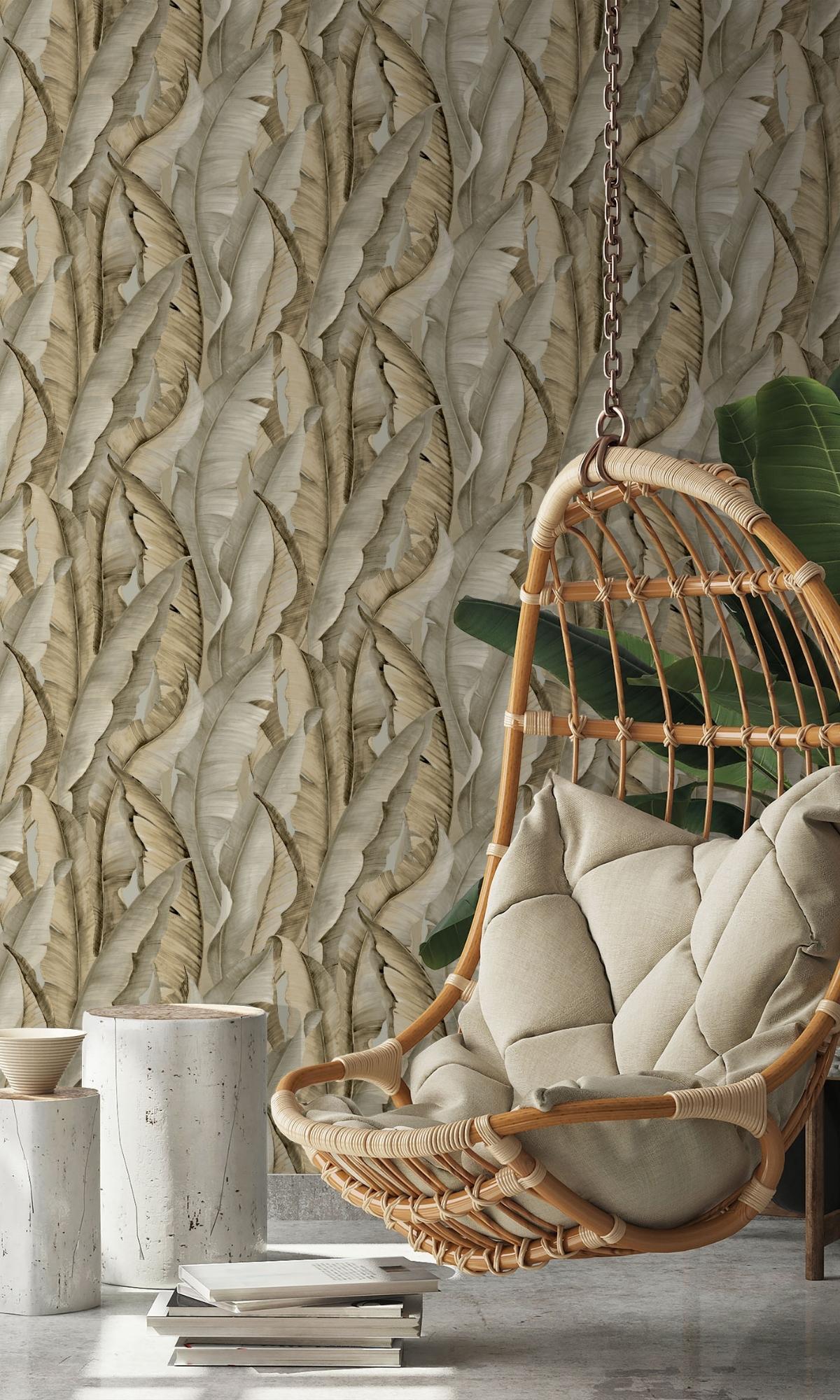 Beige Banana Leaves Tropical Wallpaper, banana leaf backdrop, banana leaf wallpaper, banana leaf wallcovering, banana leaves wallpaper, banana leaf wallpaper for home, banana leaf background, banana leaves wallpaper walls, banana leaves wallpaper for walls, banana leaves wallpaper