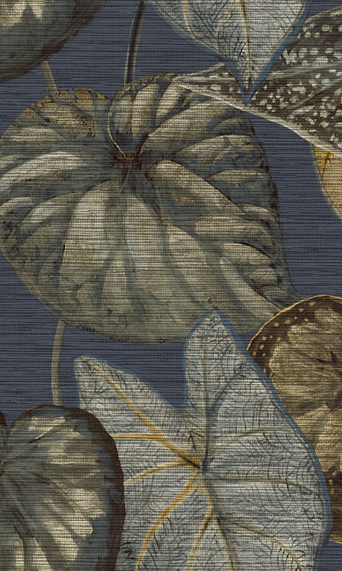 Blue Bold Tropical Leaves R8238