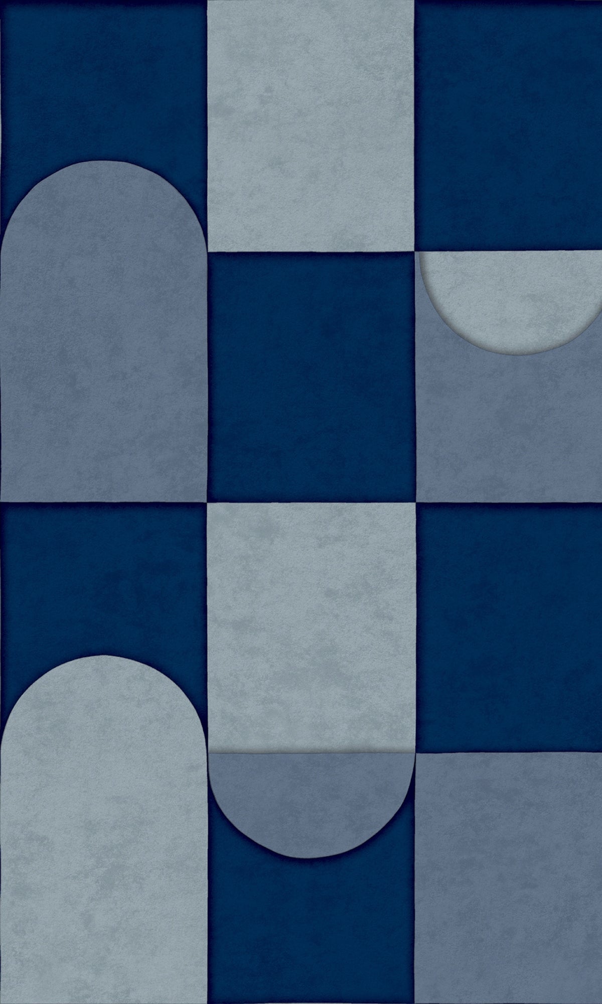 Blue & Petrol 3D Patchwork Geometric Wallpaper R8088