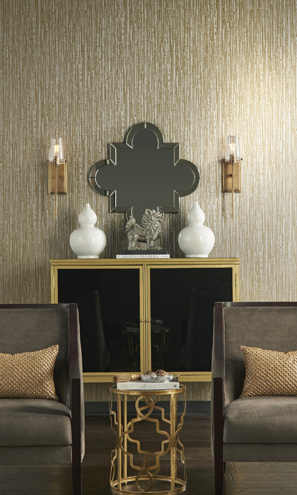 Brown Metallic Stripes Commercial Wallpaper C7443