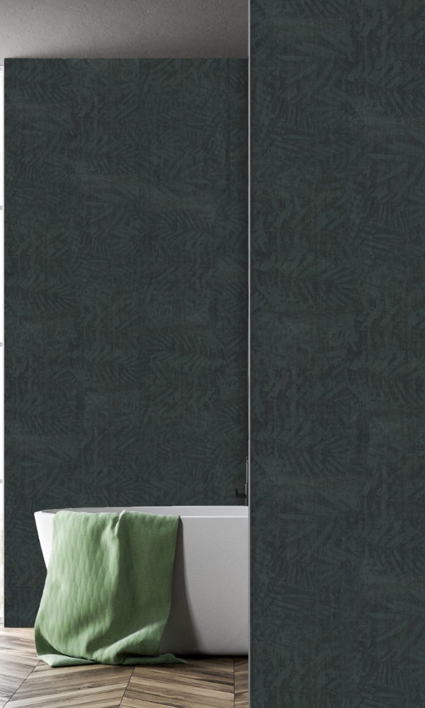 College Navy Metallic Tropical Vinyl Wallpaper C7444