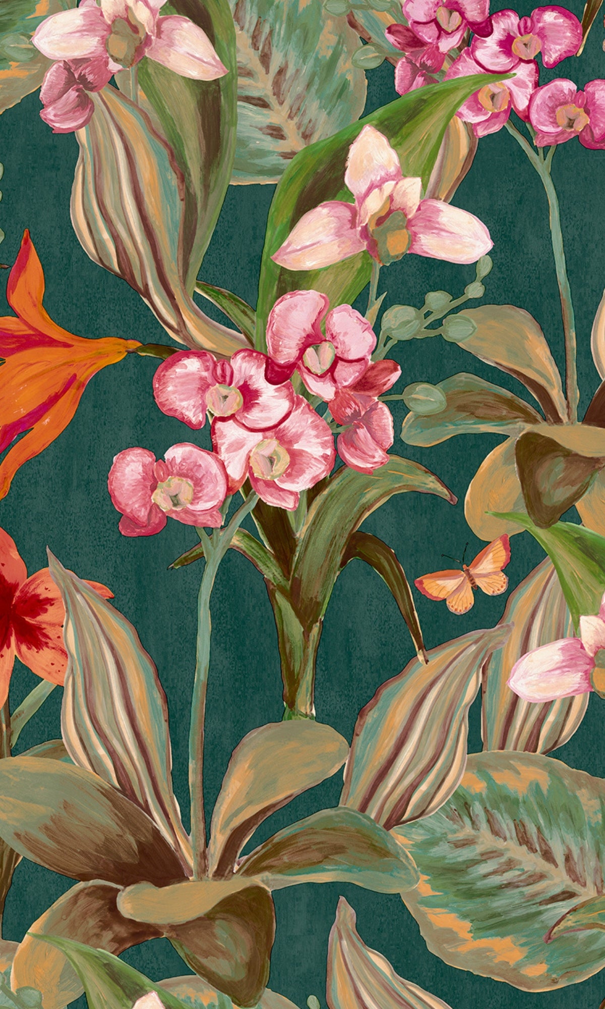 Hand painted orchids wallpaper,dark moody floral wallpaper, dark floral wallpaper, dark vintage floral wallpaper, dark floral wallpaper bathroom, floral wallpaper, aesthetic floral wallpaper, vintage floral wallpaper, dark aesthetic wallpapers, dark textured wallpaper, dark vintage wallpaper, dark removable wallpaper, dark aesthetic wallpaper, dark vintage floral wallpaper