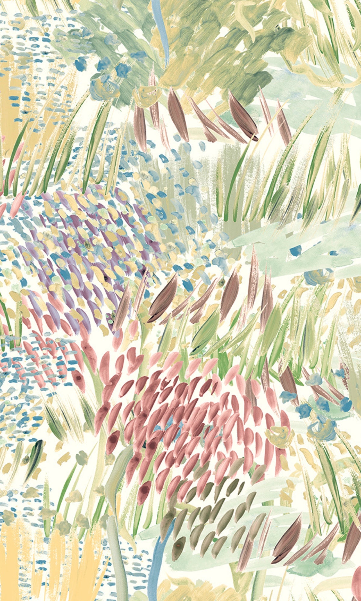 Green Hand Painted Abstract Wallpaper R8138