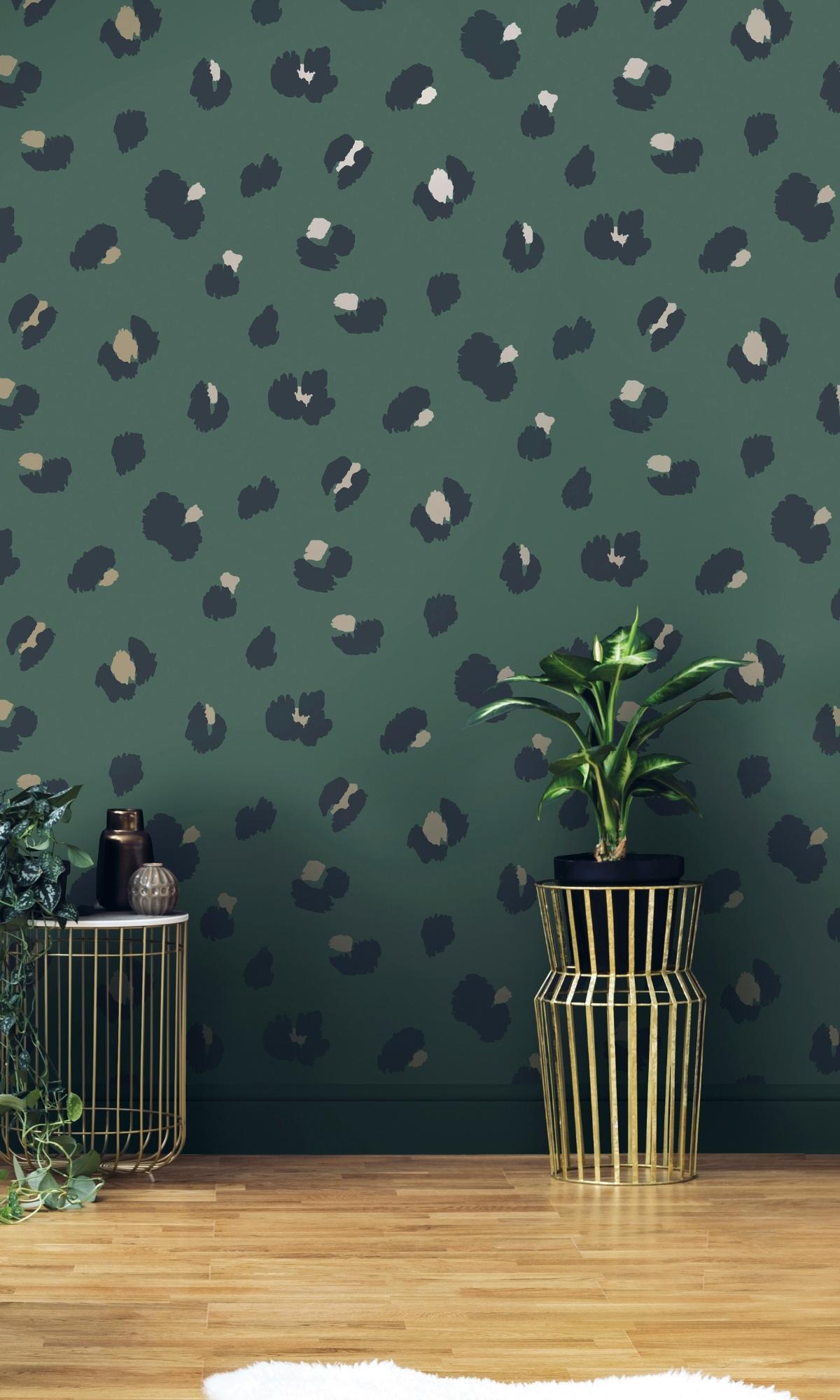 Green Leopard Print Wallpaper R7652