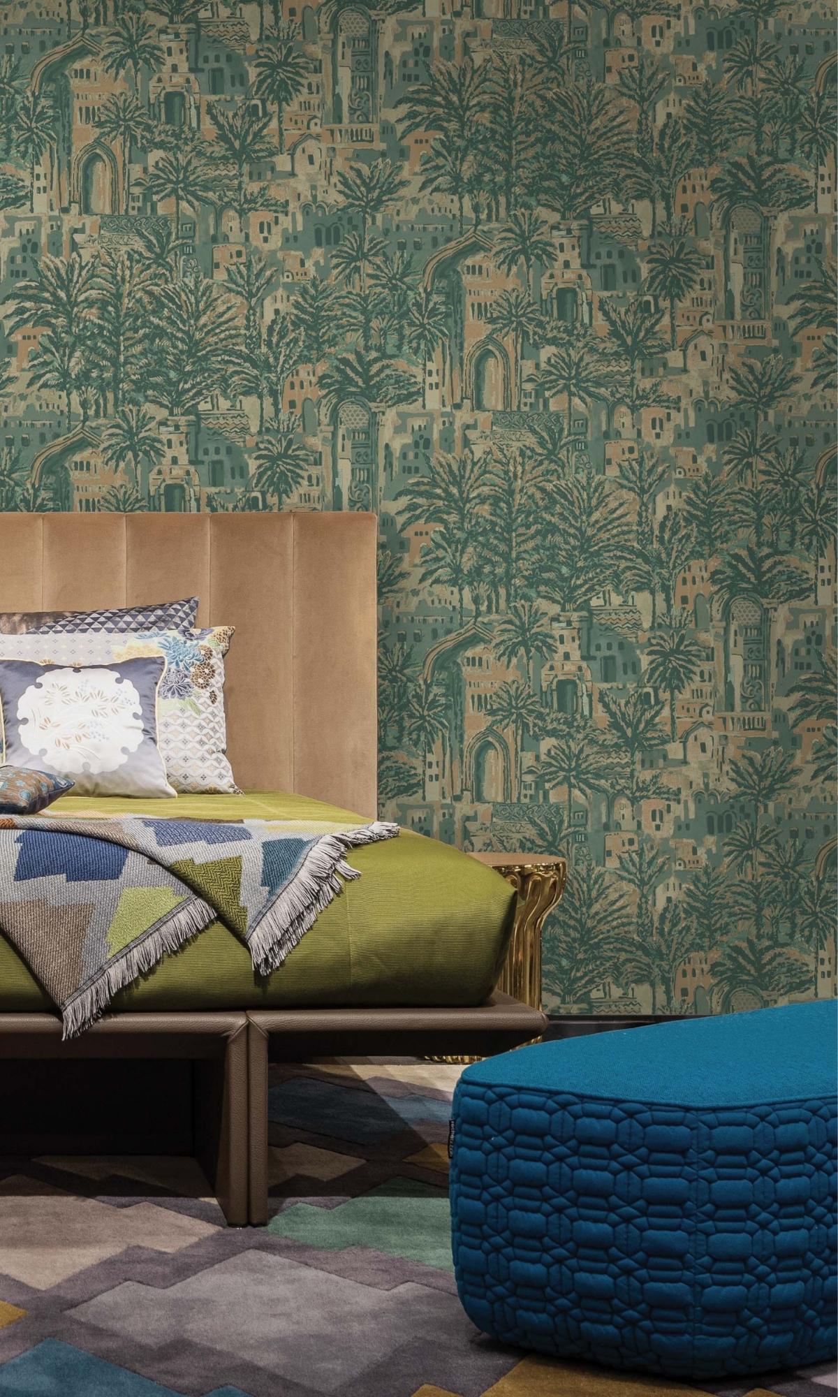 Green Tropical Palm Leaves in Ancient Time Botanical Wallpaper R7688