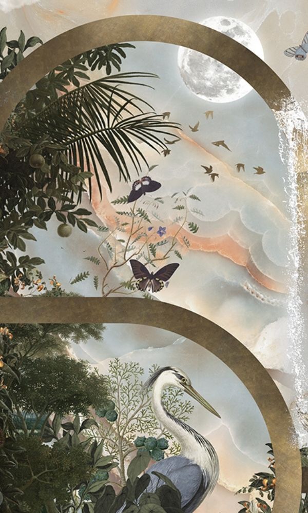 Classic Green Leaves Tropical Paradise Mural Wallpaper M1028