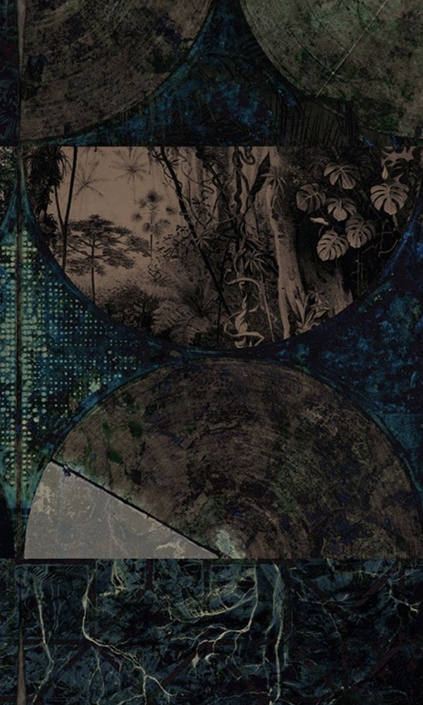 Forest View at Night Botanical Wallpaper Mural M1070