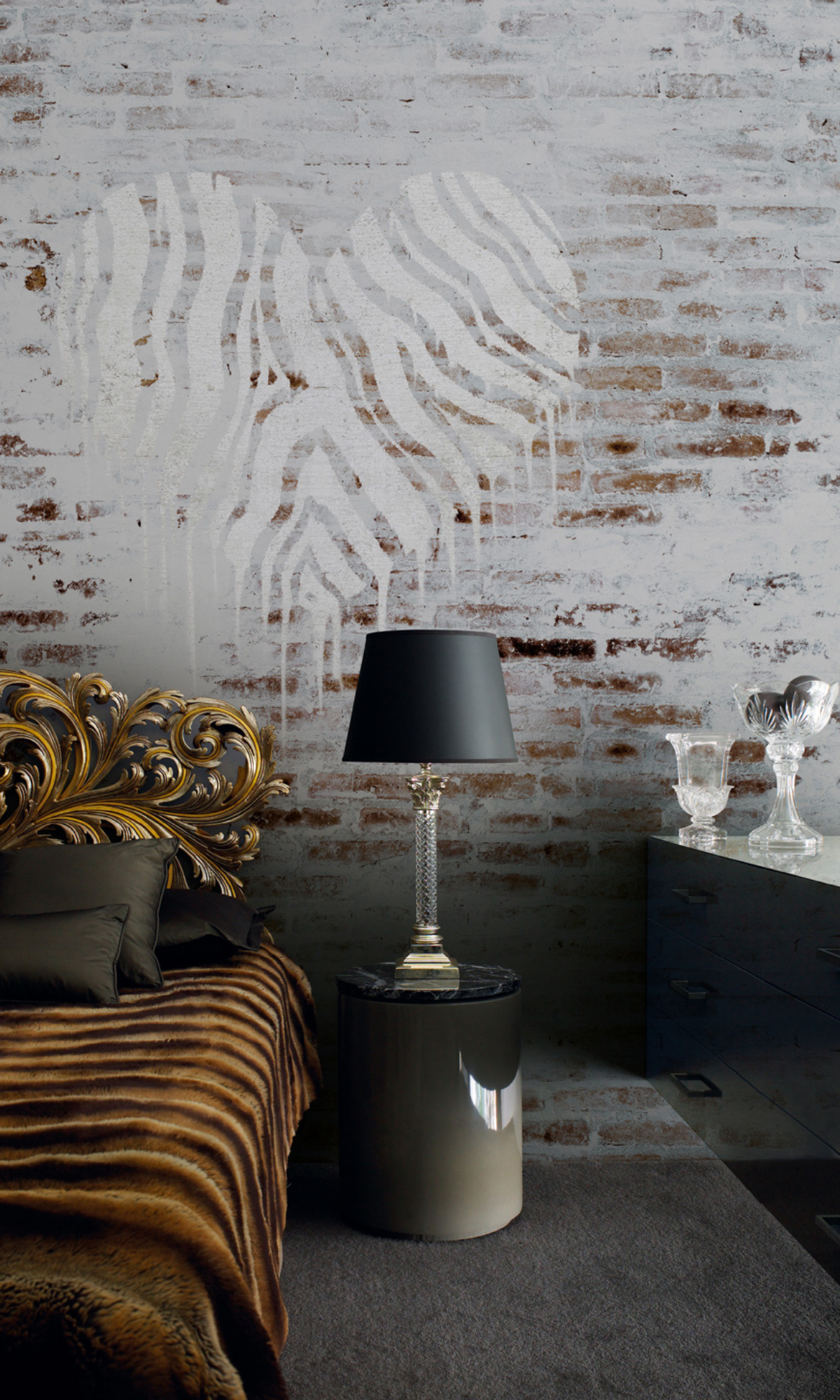 Faded Tan Brick Heart Mural Wallpaper M9240
