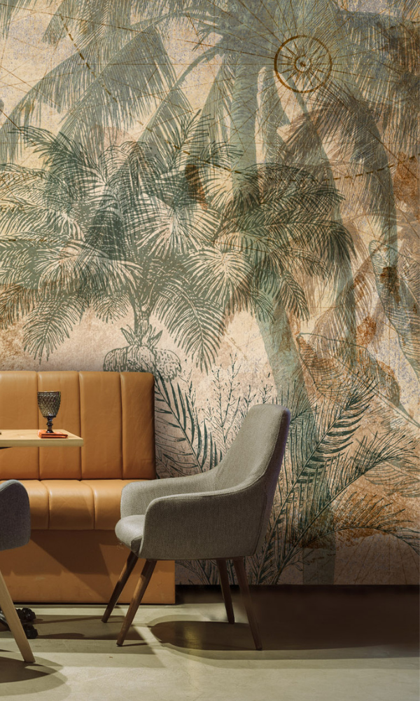 Multi-Color Rustic Tropical Wall Art Wallpaper Mural M9988