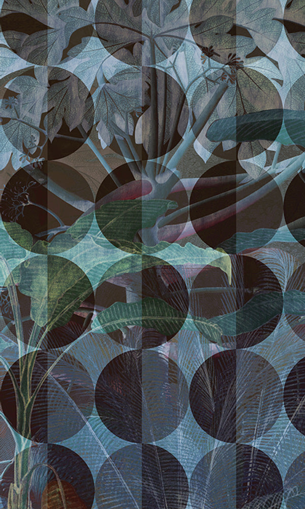 geometric nature mural wallpaper