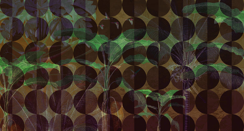 geometric nature mural wallpaper