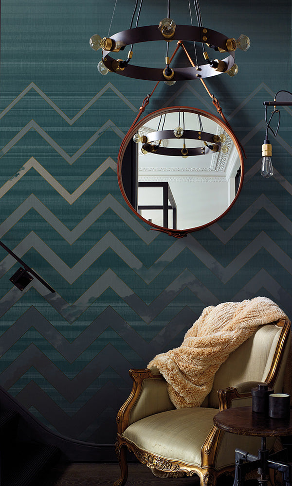 zigzag striped mural wallpaper