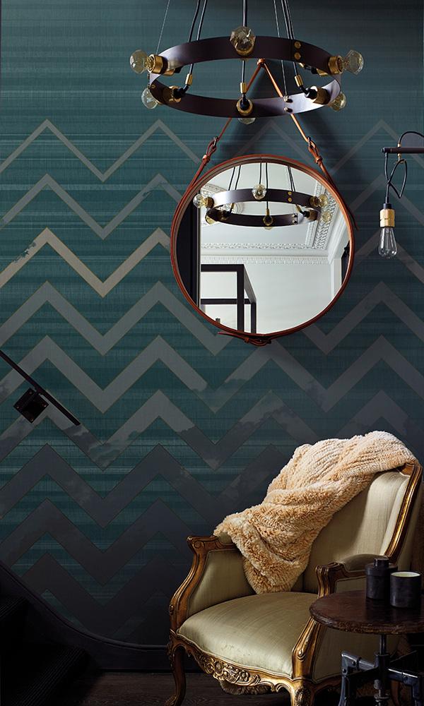 zigzag striped mural wallpaper