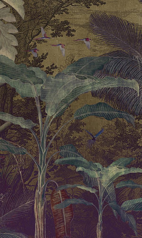 tropical jungle illustration mural wallpaper