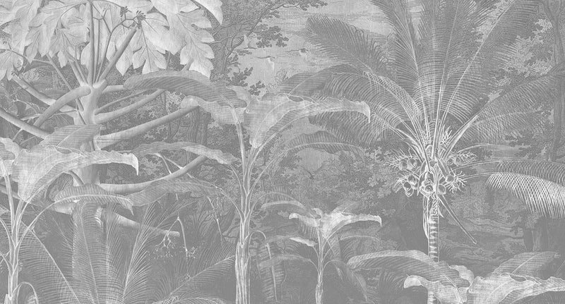 tropical jungle illustration mural wallpaper
