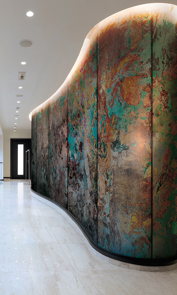 faux effects metal mural wallpaper