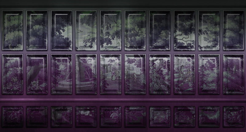 faux art panels wainscot mural wallpaper