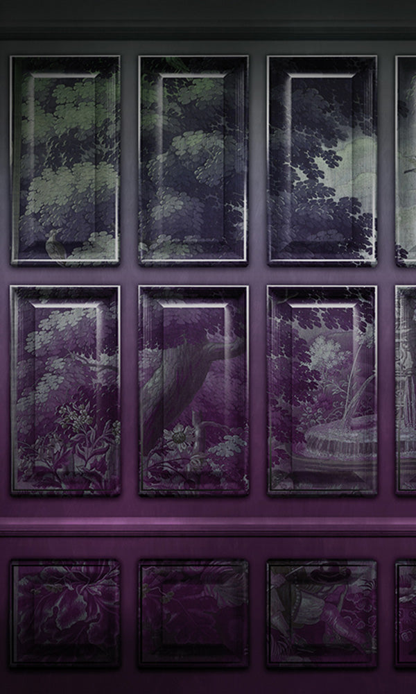 faux art panels wainscot mural wallpaper