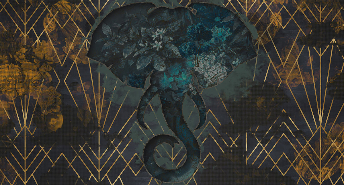 floral elephant mural wallpaper